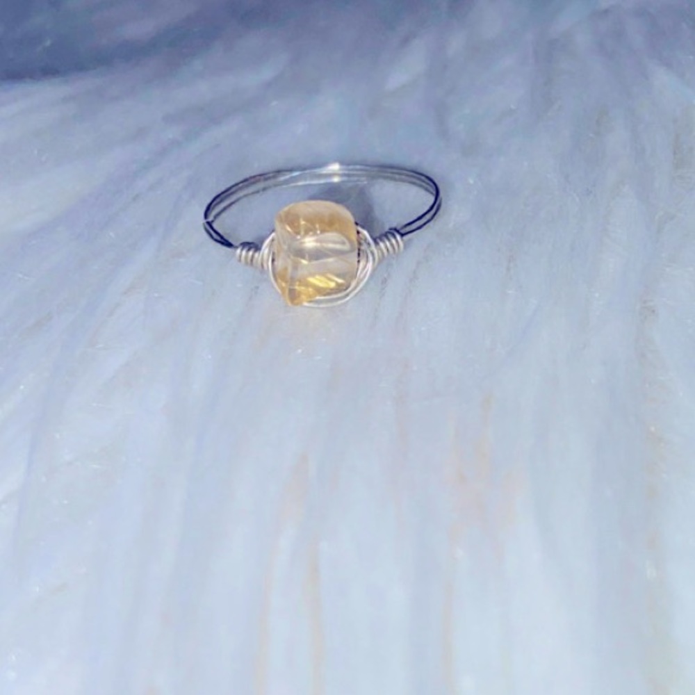 Silver Citrine Gemstone Ring